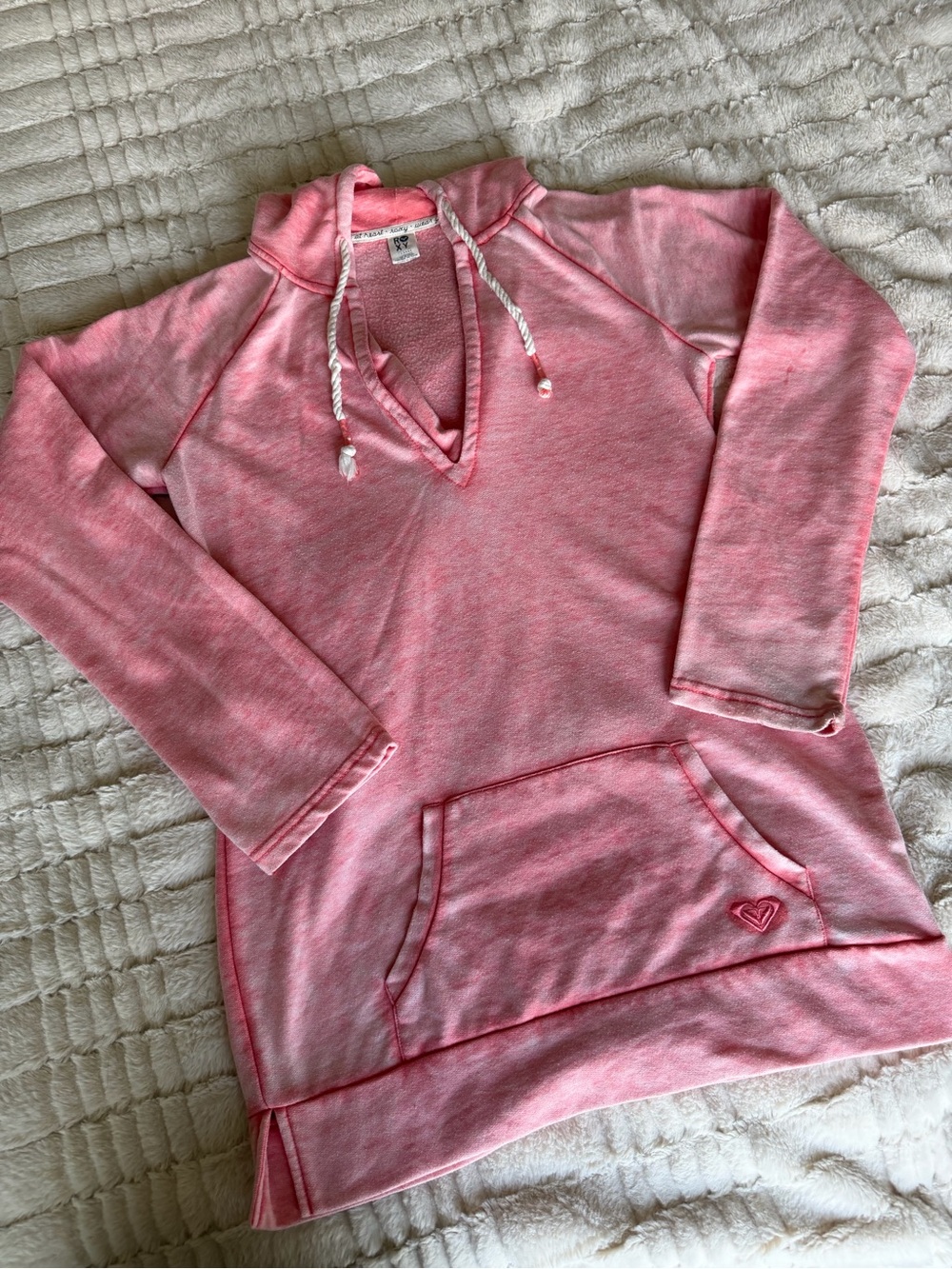Y2K Roxy Pink Acid Wash Hoodie Size XS